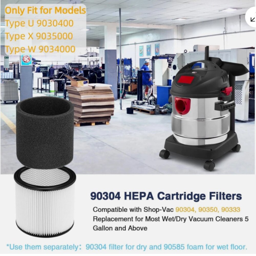 Cabiclean Foam Sleeve Filter for Shop-Vac 90304, 90350, 90333 Wet/Dry Vacuum 2Pc - Picture 3 of 10